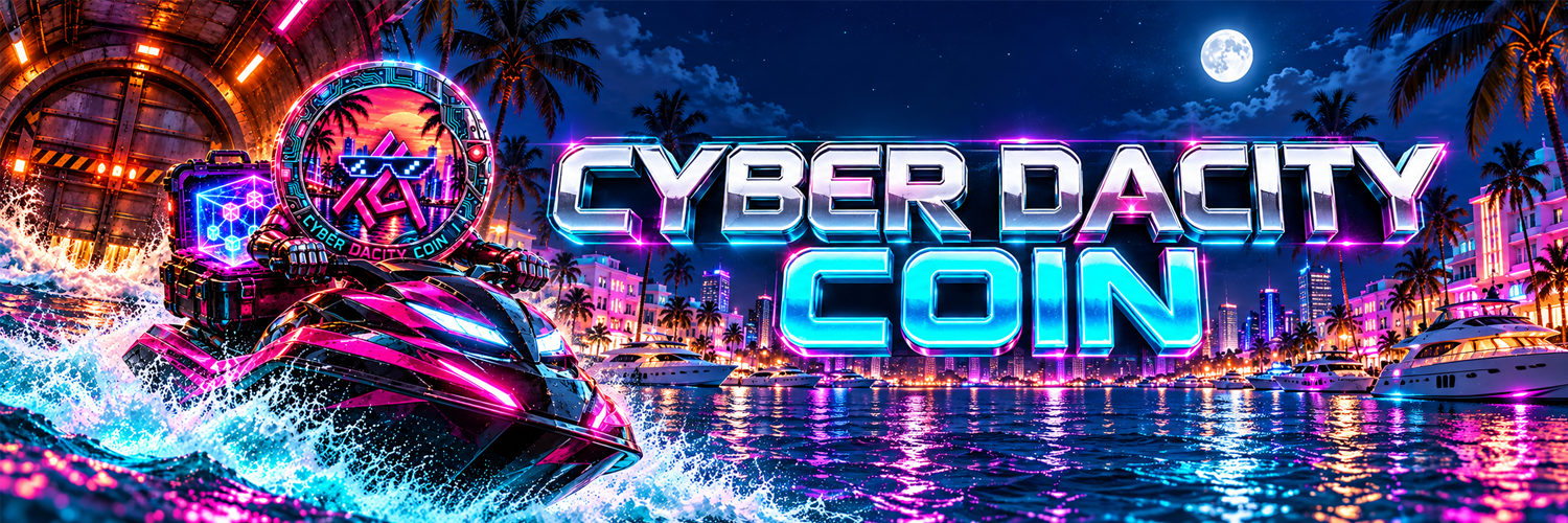 Cyber Dacity Coin banner — jet ski escape under the moon